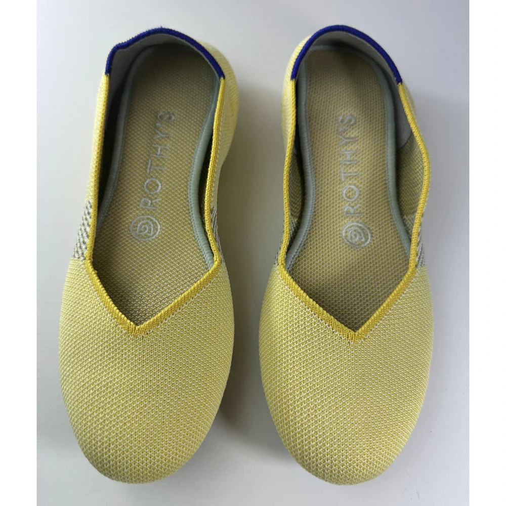 Rothy's Round Toe The Flat Ballet Slip On Knit Shoes Sunshine Yellow Women's 7.5 - Picture 16 of 16